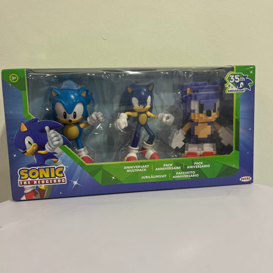 35th Anniversary Classic Sega Sonic & 16-Bit Sonic Action Figure 3-Pack New NIB