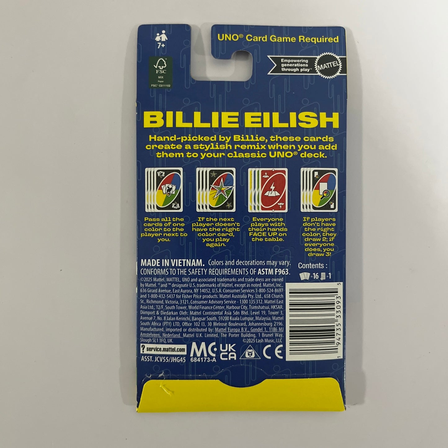 UNO - Billie Eilish Add On Pack - Brand New/Unopened - 16 Cards & Special Rules