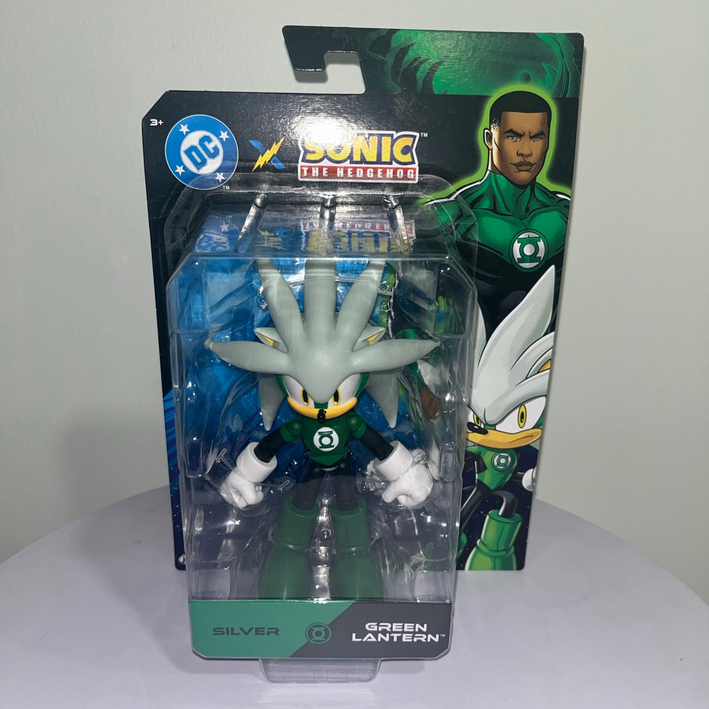 Sonic the Hedgehog Silver Green Lantern Action Figure DC x Sonic Crossover NEW