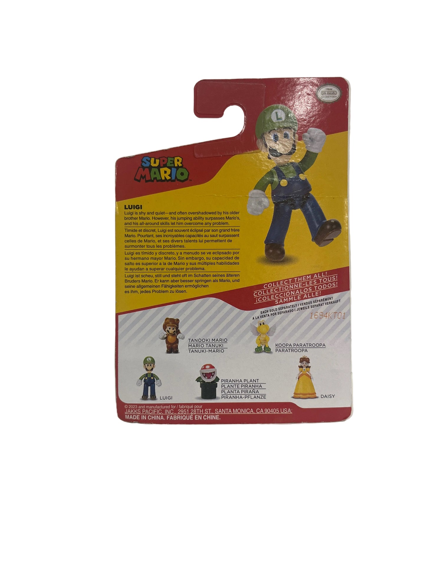 Jakks Pacific Super Mario Luigi Standing Figure 2.5"