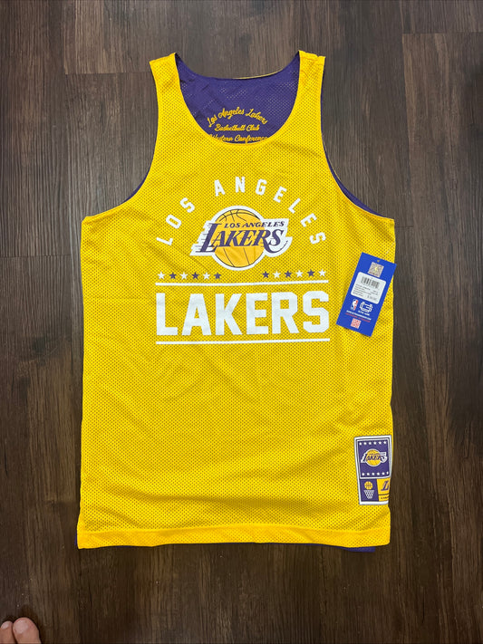 Los Angeles Lakers Reversible Mesh Tank Jersey S Ultra Game NBA NWT Gold Purple